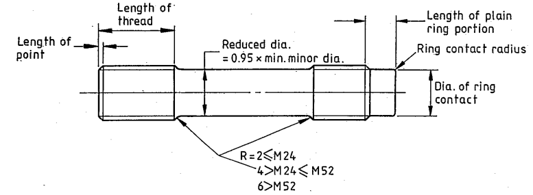 stud threaded each end with recess to lock against bottom of hole